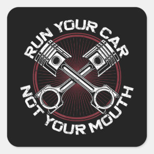 Sleep Racing Race Car Run uw auto niet uw Vierkante Sticker