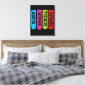 Sleep Snack Scroll Repeat Funny Digital Life Canvas Afdruk (Insitu (Slaapkamer))