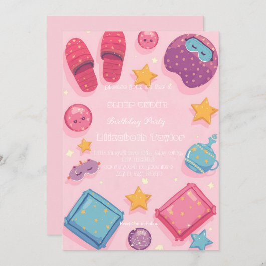 Sleep Under Party  Invitation Kaart (Voorkant / Achterkant)