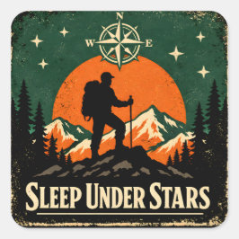 Sleep Under Stars – Stargazing Camper Nature Vierkante Sticker