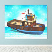 Sleepboot Canvas Afdruk (Insitu (Houten vloer))