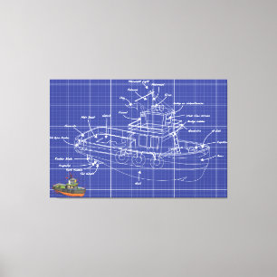 Sleepboot Canvas Afdruk