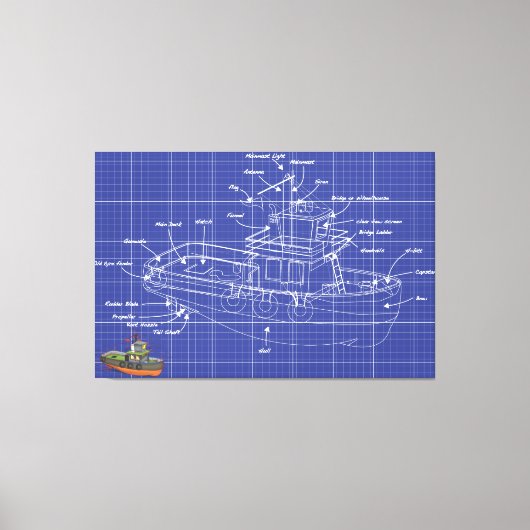 Sleepboot Canvas Afdruk (Voorkant)