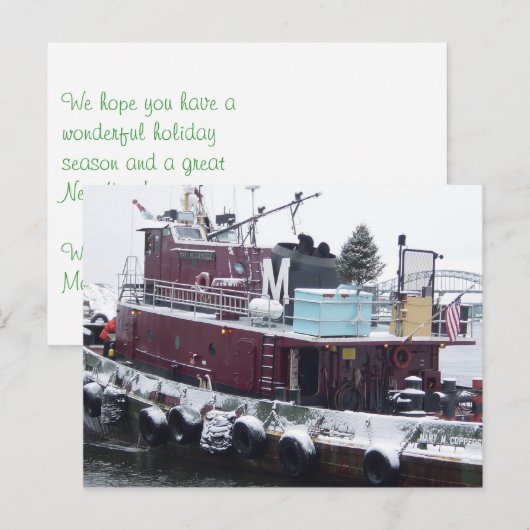 sleepboot feestdagenkaart (Voorkant / Achterkant)