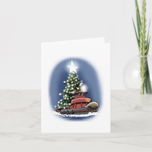 Sleepboot kerstkaart feestdagen kaart (Voorkant)