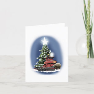 Sleepboot kerstkaart feestdagen kaart