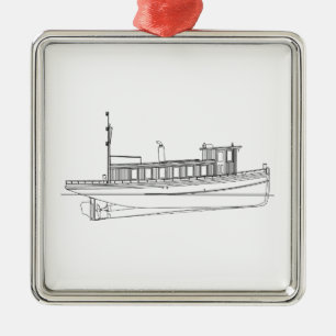  sleepboot metalen ornament