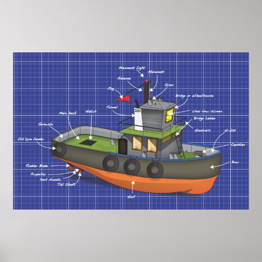 Sleepboot Poster (Voorkant)