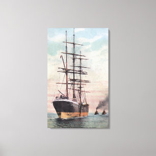 Sleepboten Een schip naar Zee slepen Canvas Afdruk