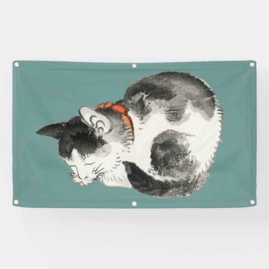 SLEEPENDE CAT JAPANESE WOODBLOCK PRINT Banner (Horizontaal)