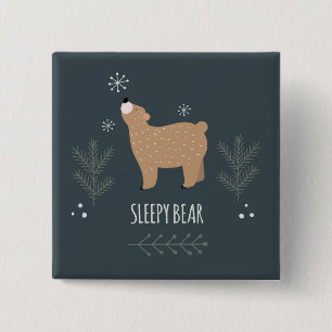 Sleepig Beer Vierkante Button 5,1 Cm