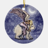 Sleeping Angel op Polar Beer Kerstkunst Keramisch Ornament (Voorkant)