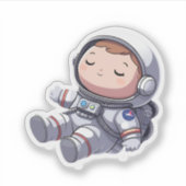 Sleeping Astronaut Sticker: Schattigee & Dromerige Sticker (Voorkant)