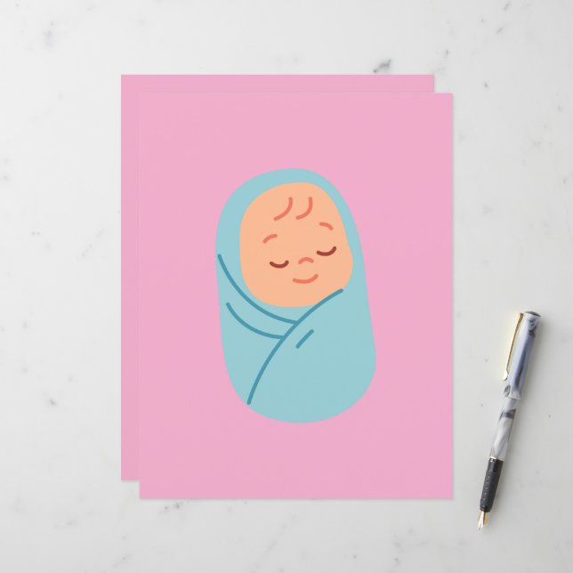 Sleeping Baby Swaddled in Blue (Voorkant / Achterkant in situ)