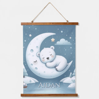 Sleeping Bear Personalized Baby Name Hangend Wandkleed