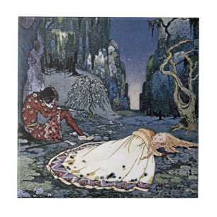 Sleeping Beauty Princess French Illustrati Tegeltje
