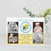 Sleeping Bee Baby Boy Photo Faire-part de naissanc (Debout devant)