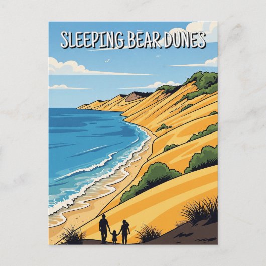 Sleeping Beer Dunes Michigan Reizen Briefkaart (Voorkant)