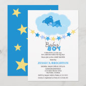 Sleeping Boy Teddy Bear in Cloud Baby shower Kaart (Voorkant / Achterkant)