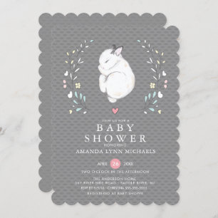 Sleeping Bunny Baby shower Invitation Kaart
