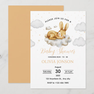 Sleeping Bunny Baby Shower Invitation Kaart