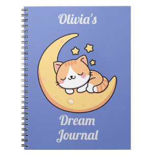 Sleeping Cat on a Moon Dream Journal op maat Notitieboek