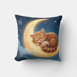 Sleeping Cat on Moon Nursery Throw Pillow Kussen