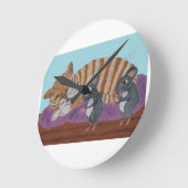 Sleeping Cat with Sneaky Mice Throw Pillow Ronde Klok (Hoek)