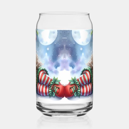 Sleeping Christmas Elf met Calico Kitten Blikvorm Glas (Links)