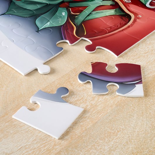 Sleeping Christmas Elf met Calico Kitten Legpuzzel (Zijkant)