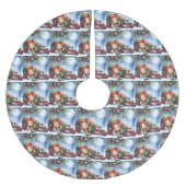 Sleeping Christmas Elf with Calico Kitten Kerstboom Rok (Voorkant)