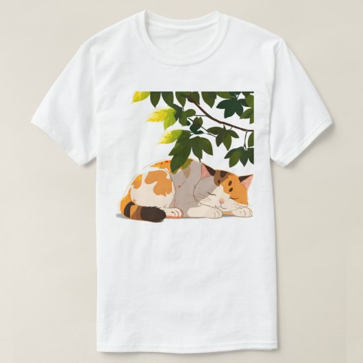 Sleeping Chubby Calico Cat T-shirt (Design voorkant)
