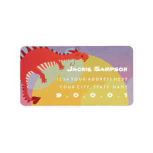 Sleeping Dragon Fantasy Kinder adreslabel Etiket