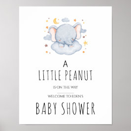 Sleeping Elephant Baby shower Sign Poster