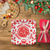 Sleeping Fox Folk Art Papieren Bordje