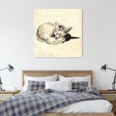 Sleeping Fox geïllustreerd Art Cute Animal Canvas Afdruk (Insitu (Slaapkamer))