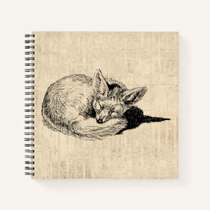 Sleeping Fox geïllustreerd Art Cute Animal Notitieboek