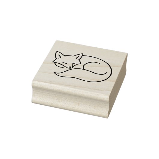 Sleeping Fox Line Art – Minimal Animal Ilustration Rubberstempel (Stempel)