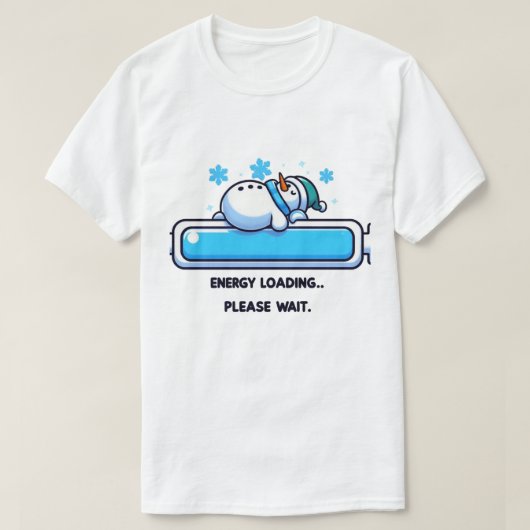 Sleeping Funny Snowman Lading Energy T-shirt (Design voorkant)
