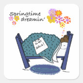 Sleeping Groundhog Dromen van de lente Vierkante Sticker (Voorkant)