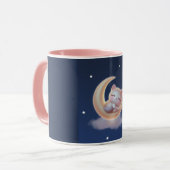 Sleeping Kitten on Moon – Cute Kawaii Cat Mug (Devant gauche)