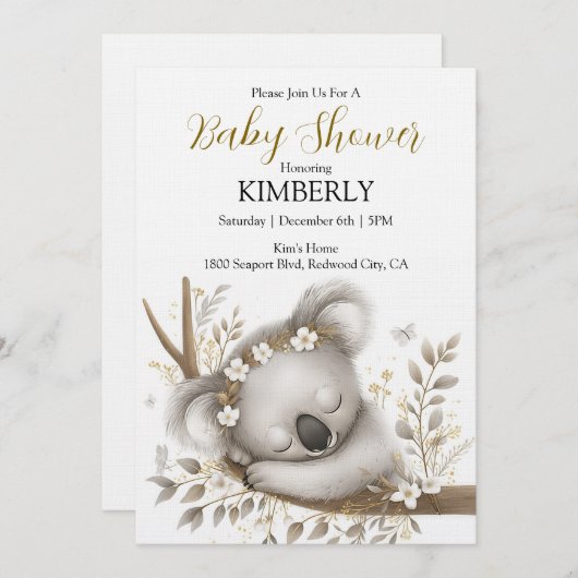 Sleeping Koala Cub Kaart (Voorkant / Achterkant)