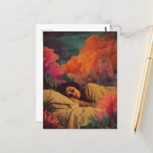 Sleeping Lady onder het Zee Surreal Mixed Media Briefkaart