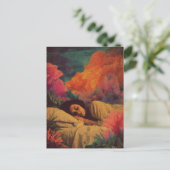 Sleeping Lady onder het Zee Surreal Mixed Media Briefkaart (Staand voorkant)