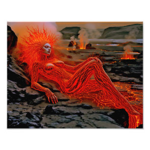 Sleeping Magma - Vulkanisch vrouwenportret Foto Afdruk