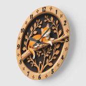 Sleeping Orange Tabby Cat Leaf Grote Klok (Hoek)