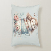 Sleeping Owl in Stacked Floral Teacups Accent Kussen (Voorkant(Verticaal))