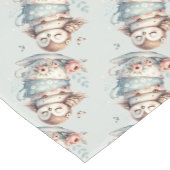 Sleeping Owl in Stacked Floral Teacups Korte Tafelloper (Hoek)