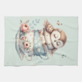 Sleeping Owl in Stacked Floral Teacups Theedoek (Horizontaal)