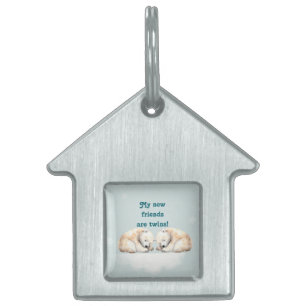 Sleeping Polar Beer Twins Baby shower Huisdieren Naamplaatje